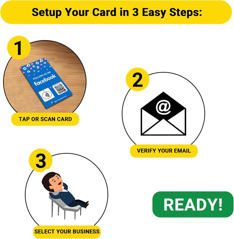 One Tap Only NFC Business Cards 1 Pack – Contactless Smart Tap & QR Code – Compatible with Facebook Review System – Reusable Feedback Tool for Restaurants, Local Businesses – Works with All Phones - Image 3